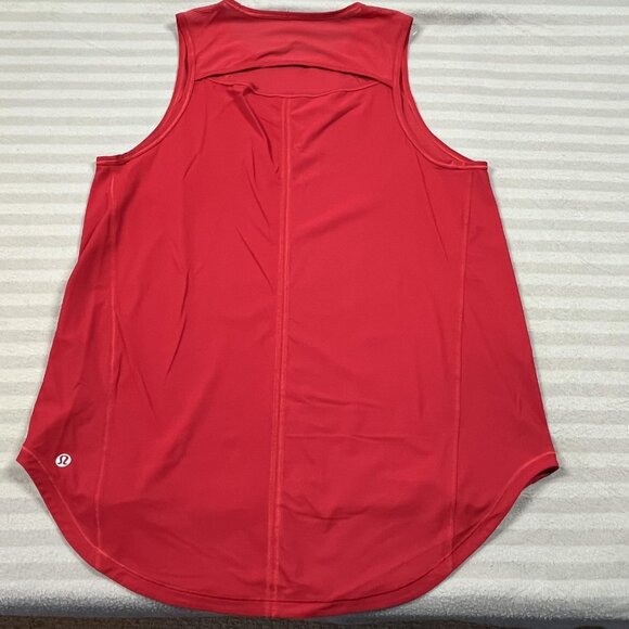Lululemon Tank Top Womens Medium Red Vented Back High Low Hem Athletic Running - Picture 2 of 7